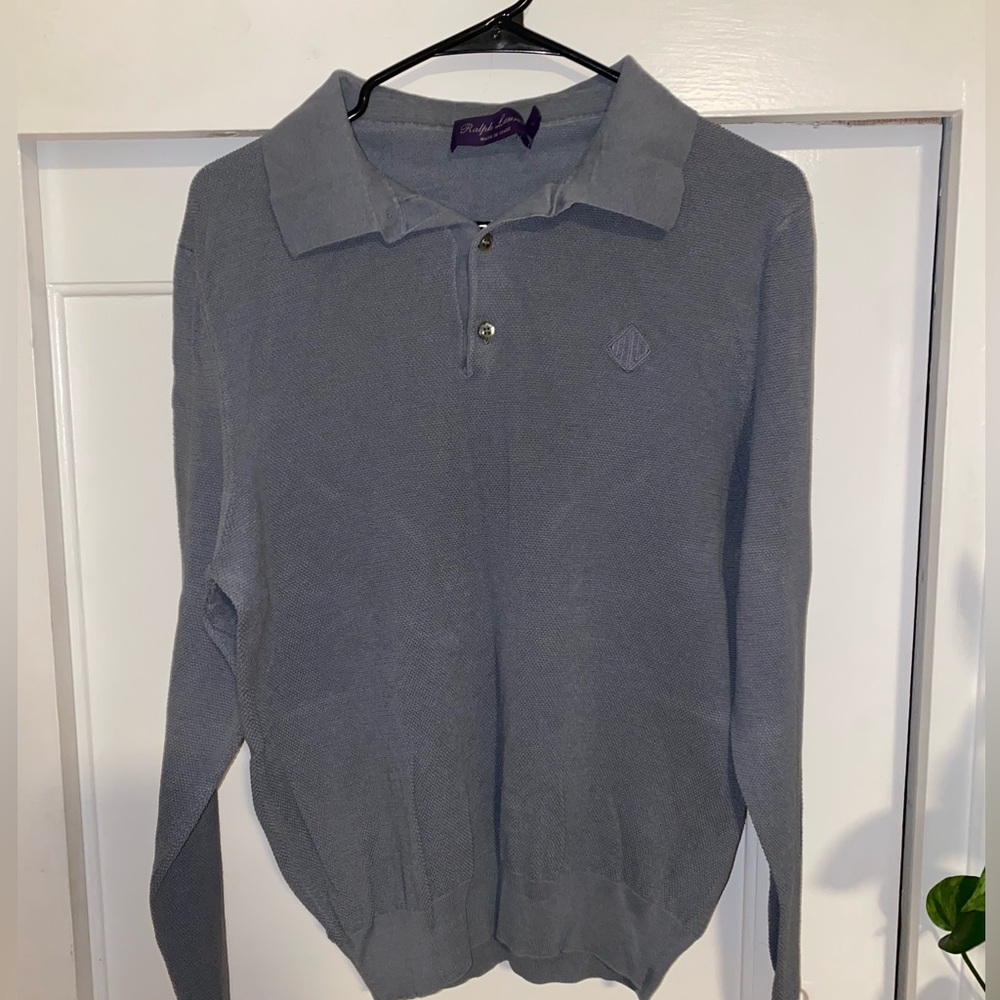 Ralph Lauren Purple Label Waffle Knit Long Sleeve Polo